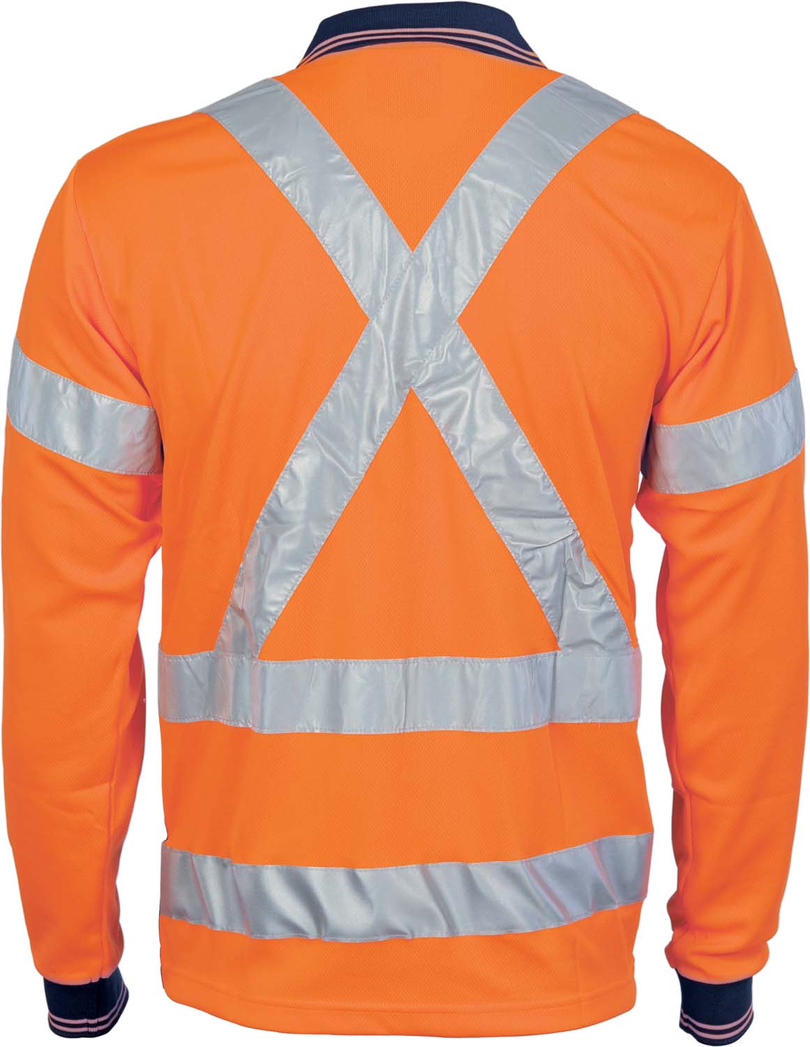 HiVis D/N Cool Breathe Polo Shirt with Cross Back R/Tape - Long Sleeve