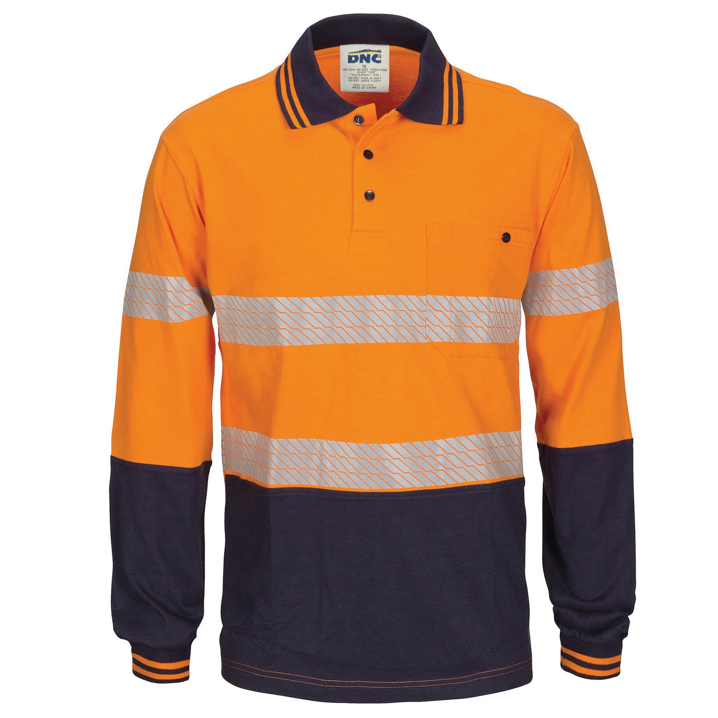 HIVIS Segment Tape Cotton Jersey Polo - Long Sleeve