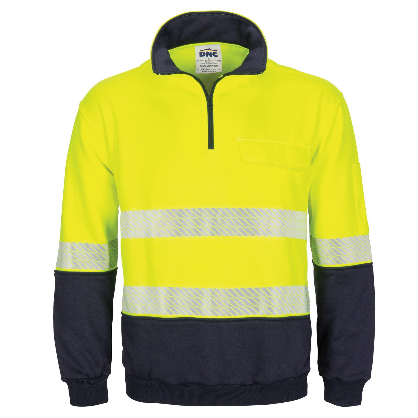HIVIS Segment Taped 1/2 Zip Fleecy Windcheater