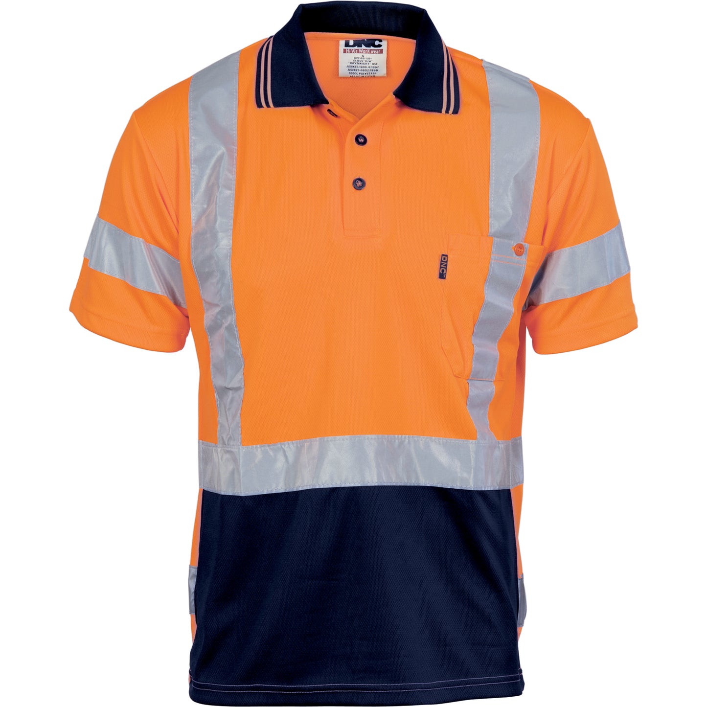 HiVis D/N Cool Breathe Polo Shirt with Cross Back R/Tape - Short Sleeve