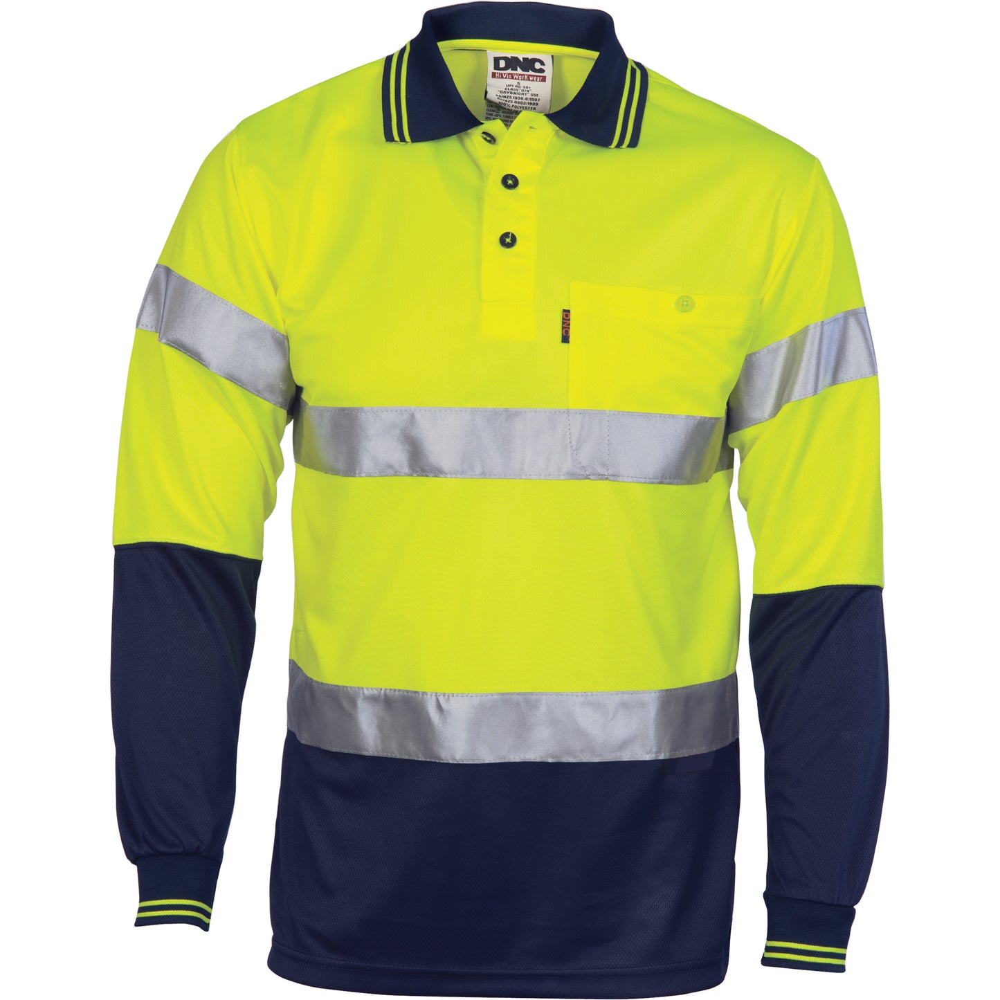 HiVis D/N Cool Breathe Polo Shirt With CSR R/Tape - Long Sleeve