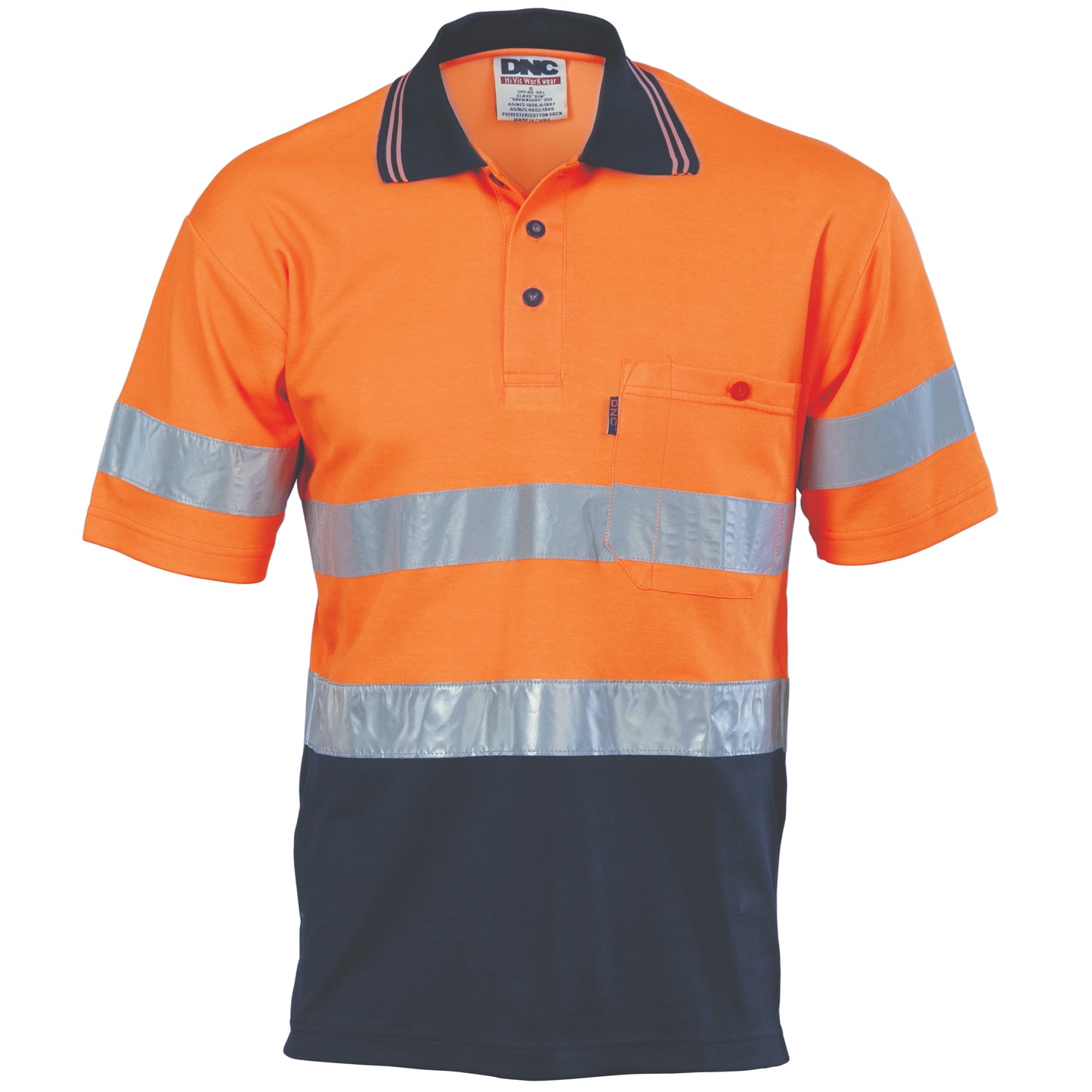 Hi Vis Two Tone Cotton Back Polos with Generic R.Tape - short sleeve