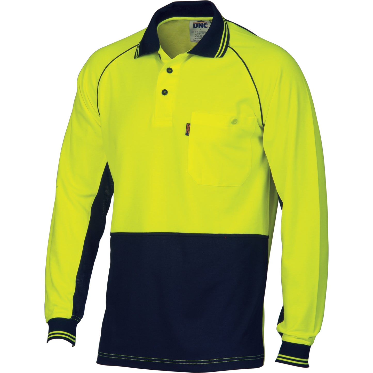 HiVis Cotton Backed Cool-Breeze Contrast Polo - long Sleeve