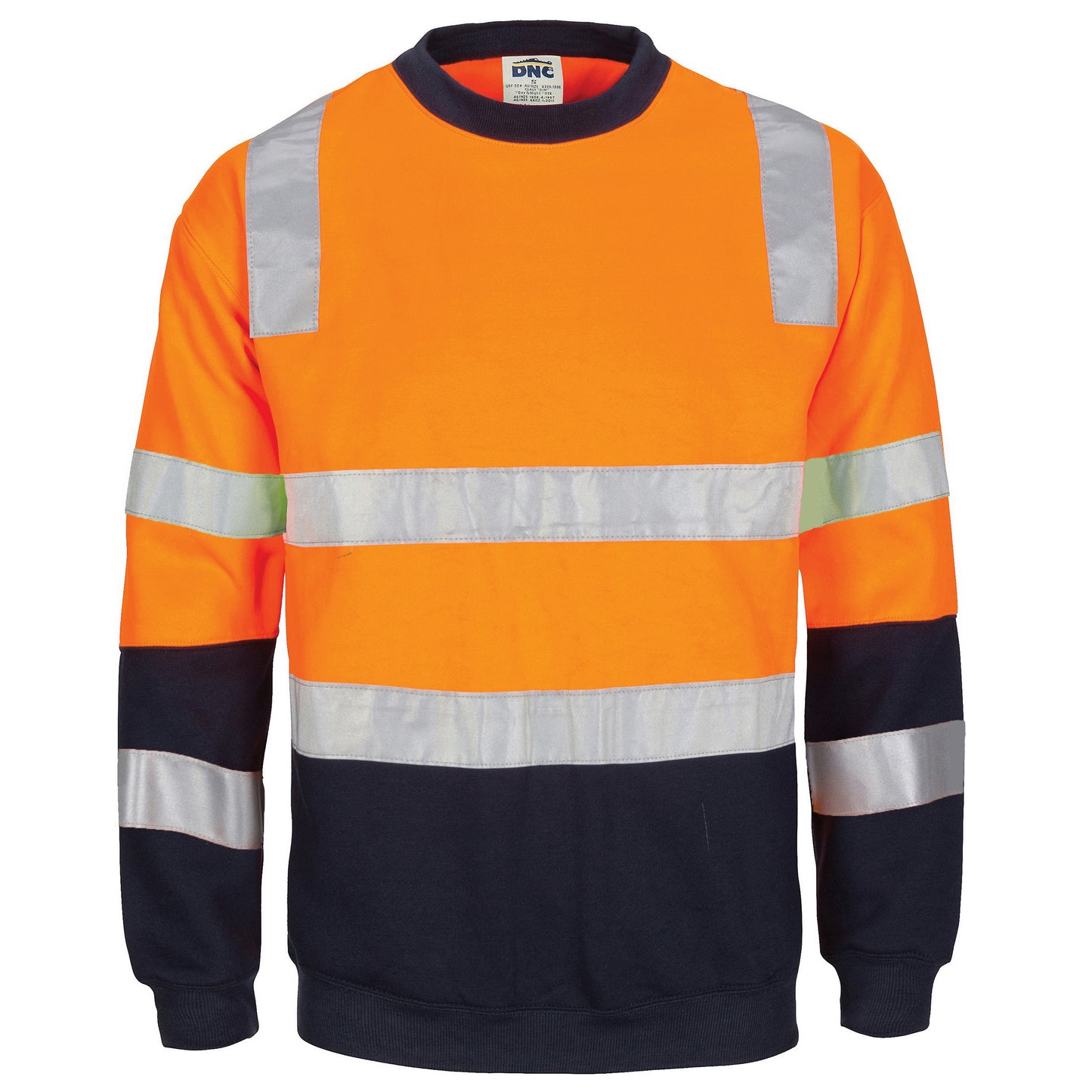 HIVIS 2 tone, crew-neck fleecy sweat shirt with shoulders, double hoop body and arms CSR R/Tape.