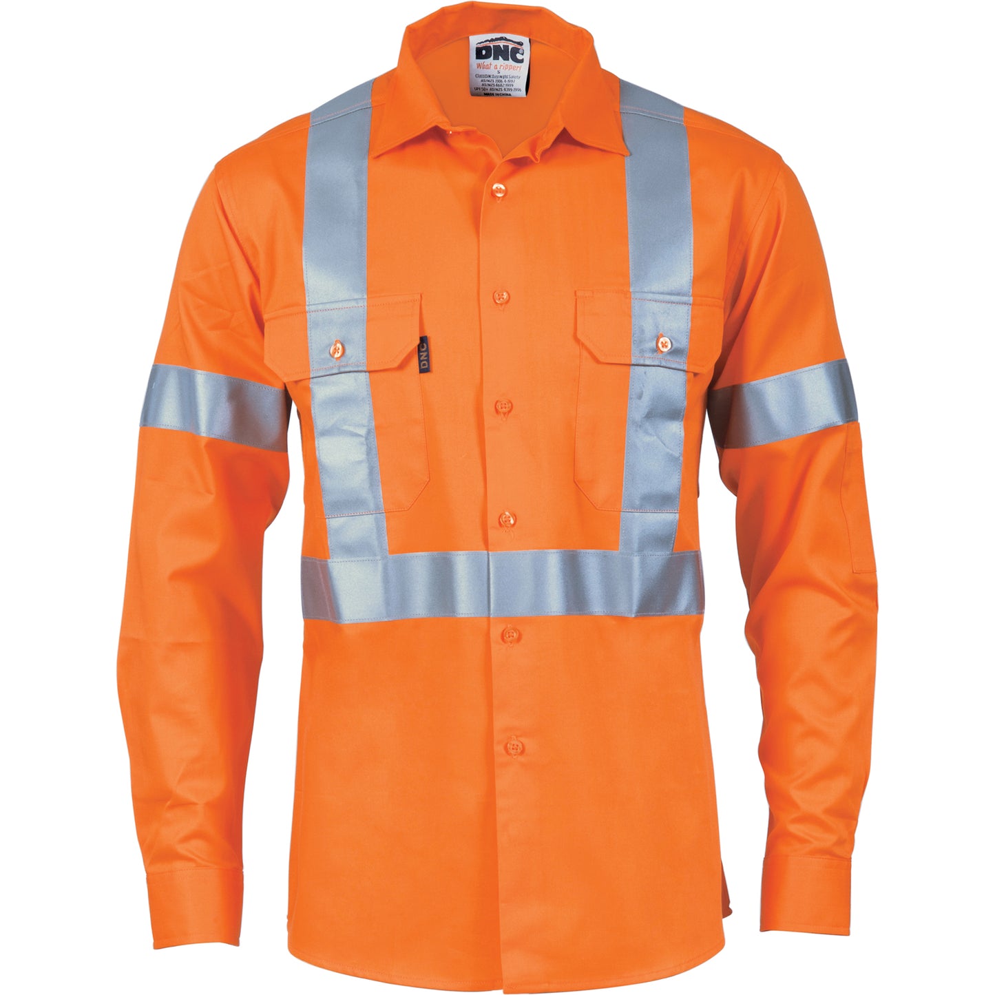 HiVis Cool-Breeze Cotton Shirt with Back & additional 3m r/Tape on Tail - long sleeve
