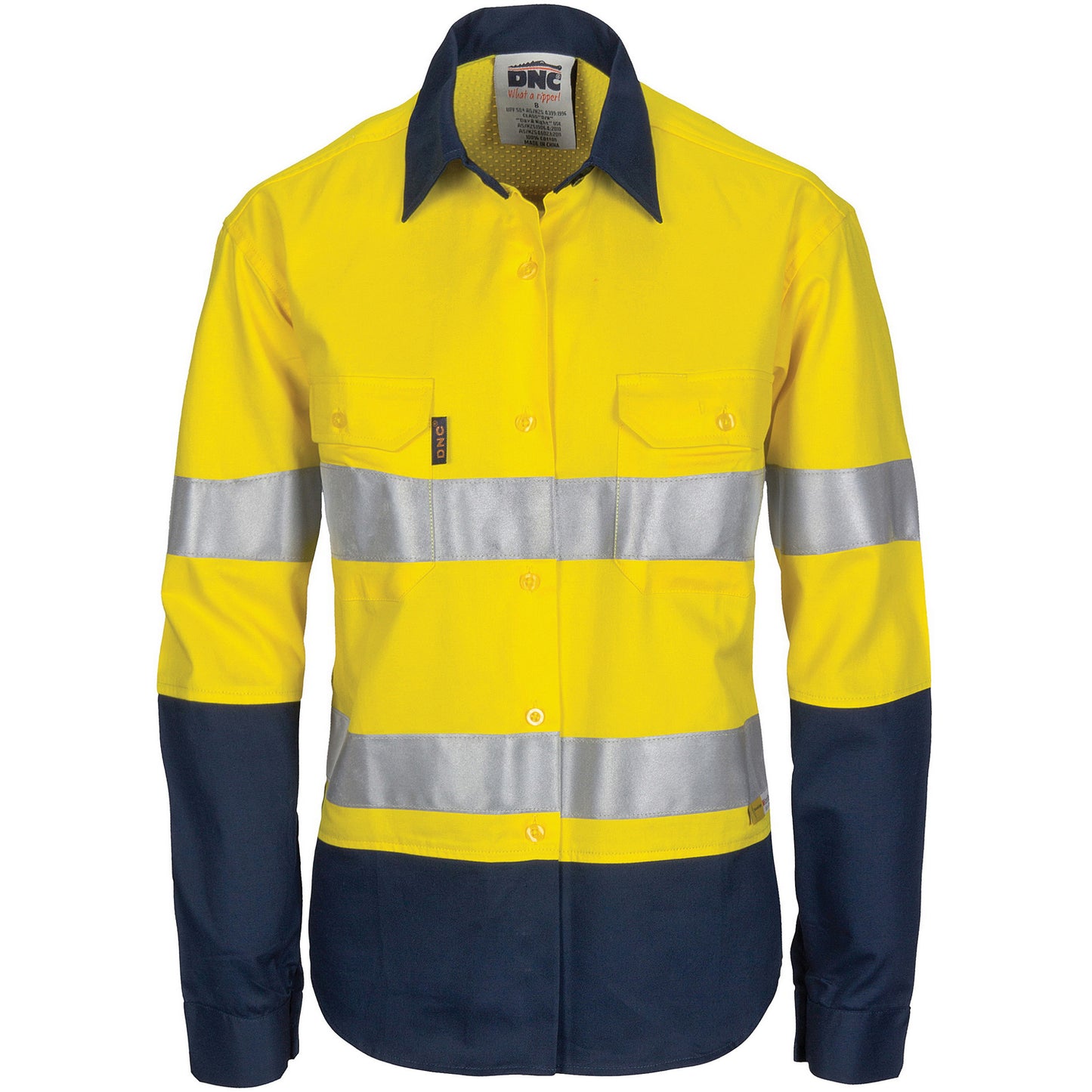 Ladies HiVis 3 Way Cool-Breeze Cotton Shirt with Gusset Sleeve, 3M R/Tape - Long Sleeve.