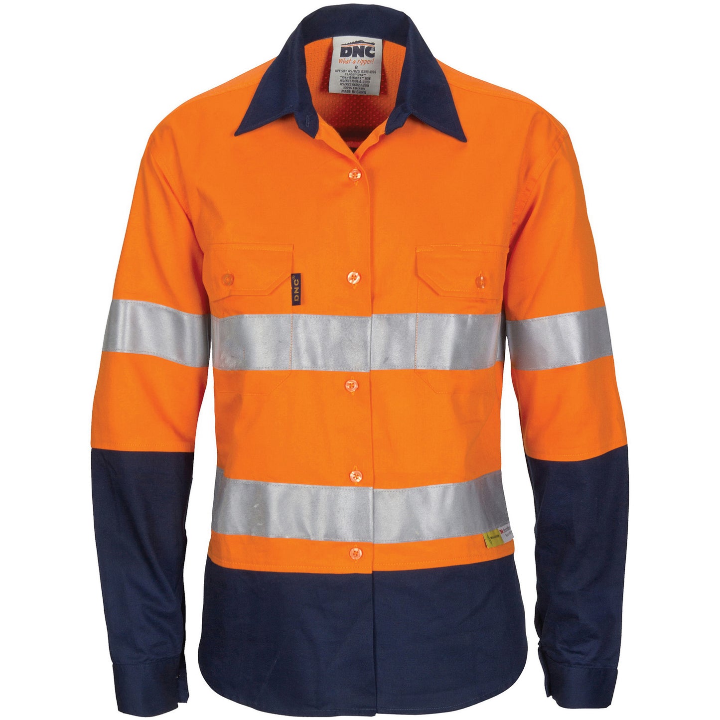 Ladies HiVis 3 Way Cool-Breeze Cotton Shirt with Gusset Sleeve, 3M R/Tape - Long Sleeve.