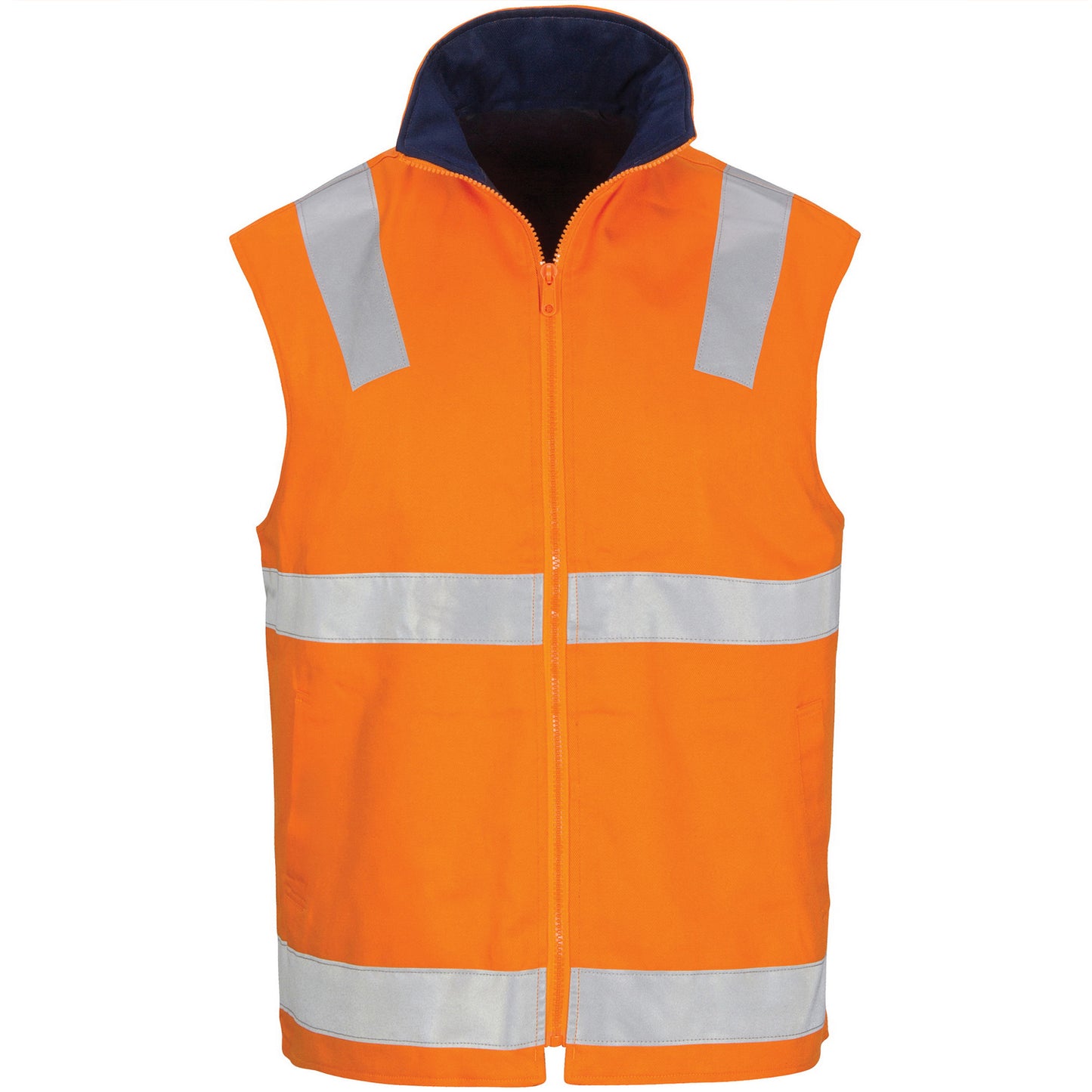 HiVis Cotton Drill Reversible Vest with Generic R/Tape