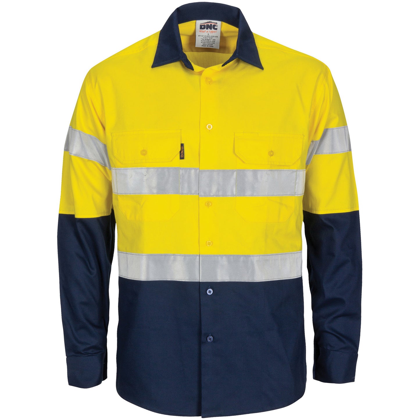 HiVis R/W Cool-Breeze T2 Vertical Vented Cotton Shirt with Gusset Sleeves, Generic R/Tape - Long Sle