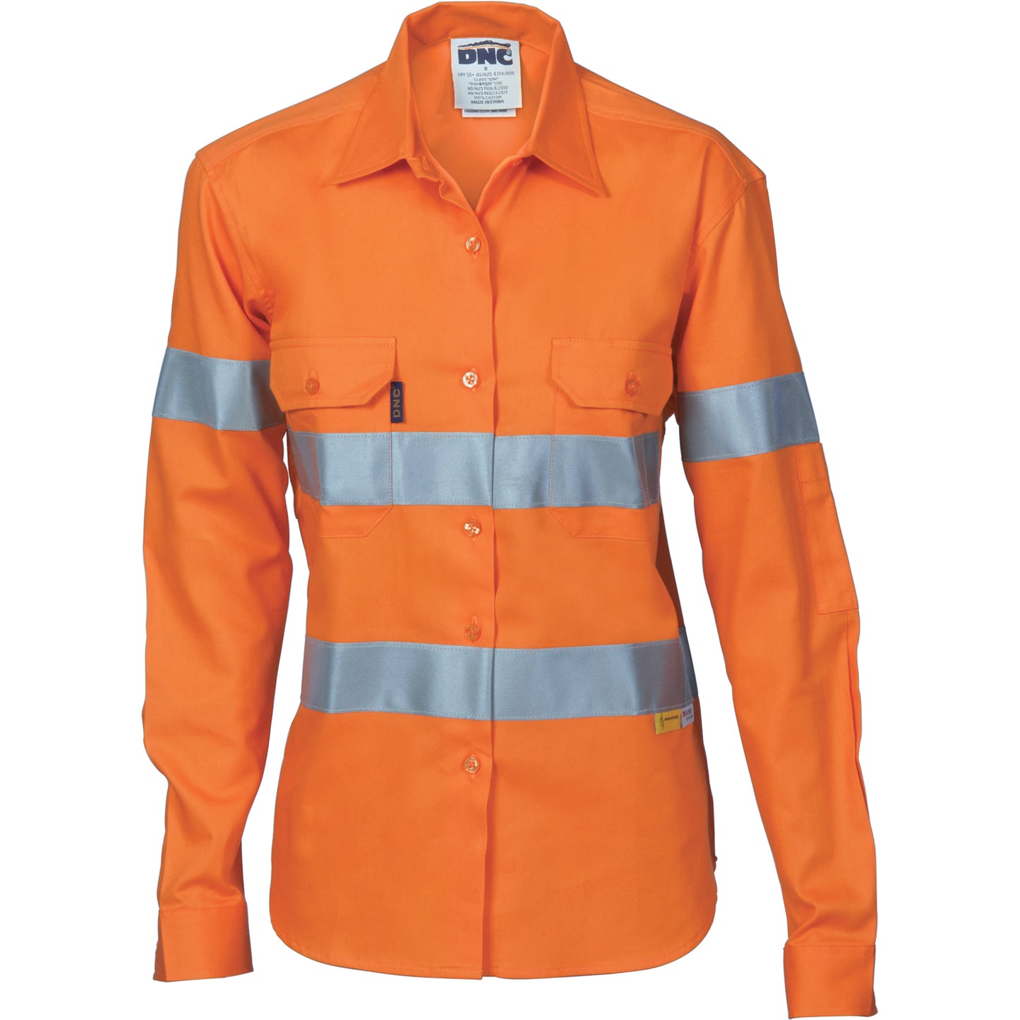 Ladies HiVis Cool-Breeze Cott on Sh irt with 3M R/Tape - Long sleeve