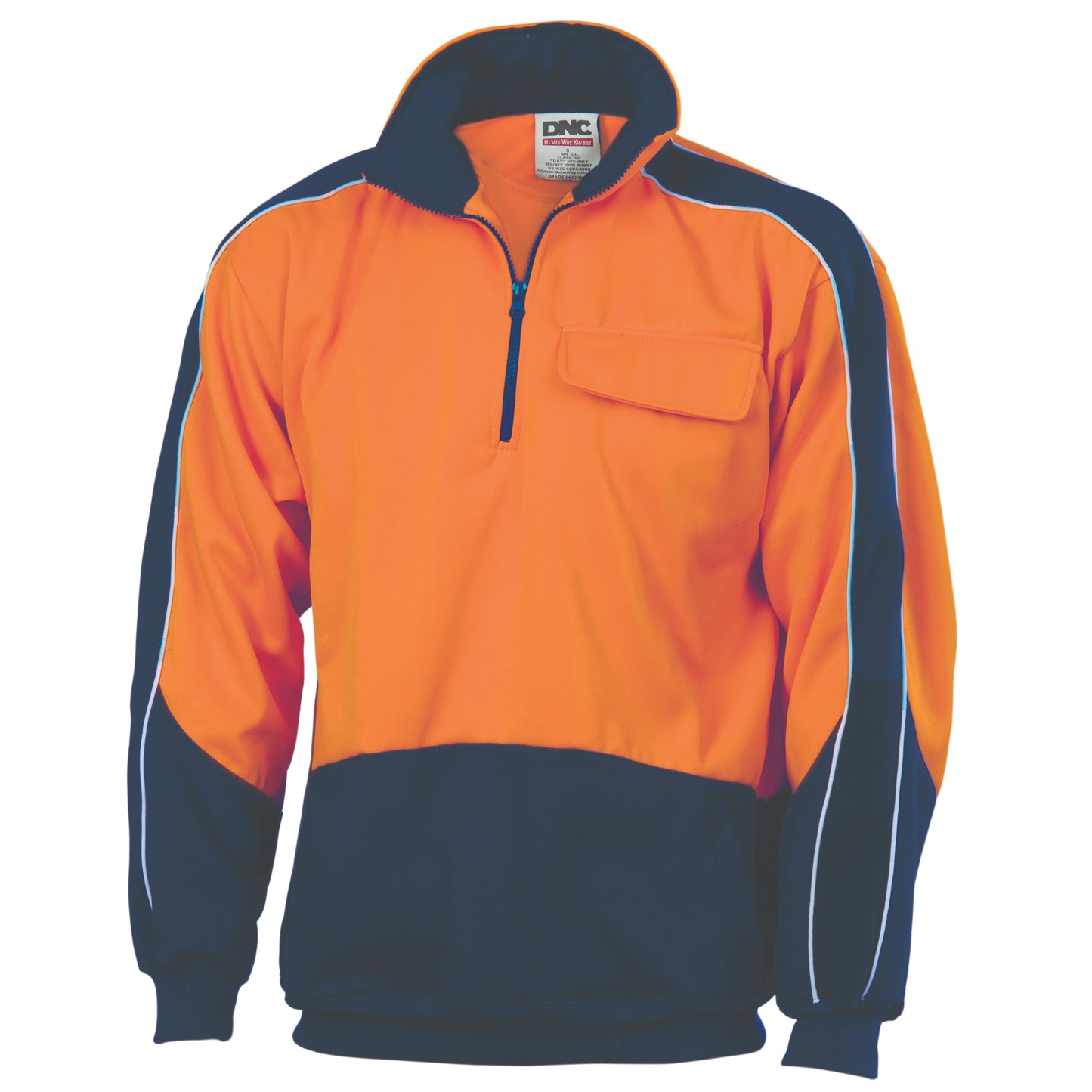 HiVis 2 Tone 1/2 Zip Hi-Neck Panel Fleecy Windcheater