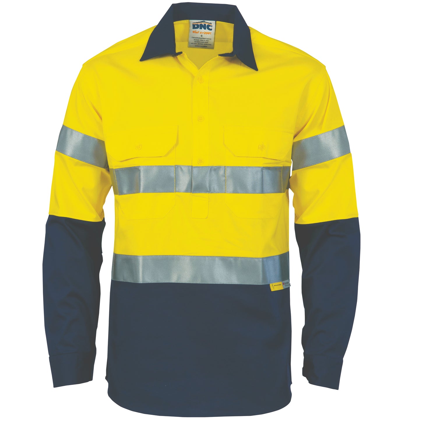 HiVis Two Tone Closed Front Cotton Shirt with 3M R/Tape