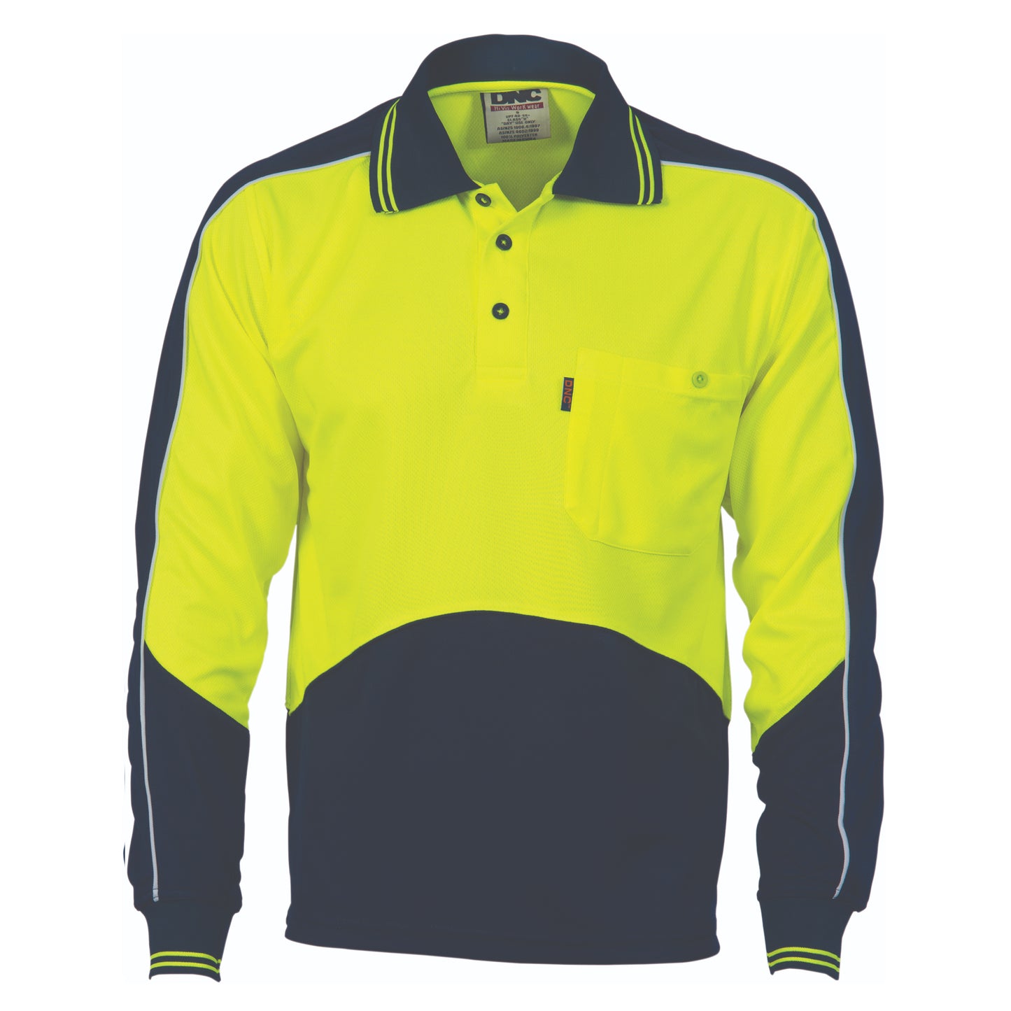 HiVis Cool Breathe Panel Polo Shirt - Long Sleeve